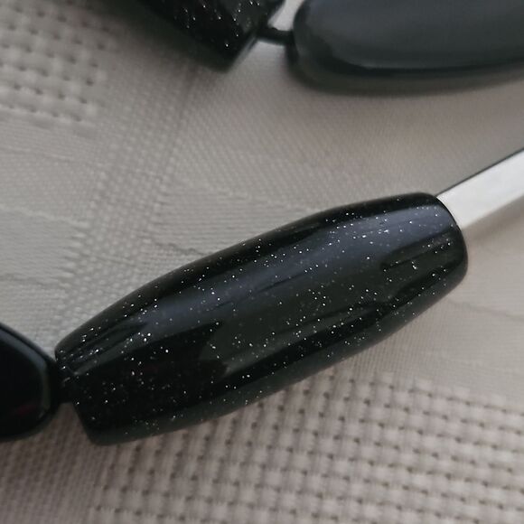 Elegant Black and Silver Layered Choker Necklace - Picture 9 of 16